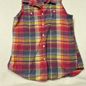 Plaid Sleeveless women’s medium 100 cotton vest top